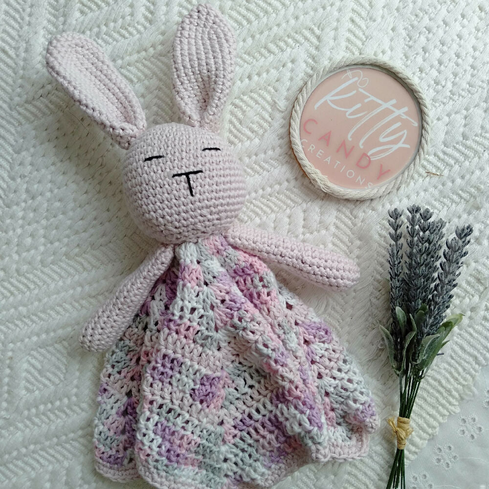 Crochet Lovey Blanket Pink Rabbit