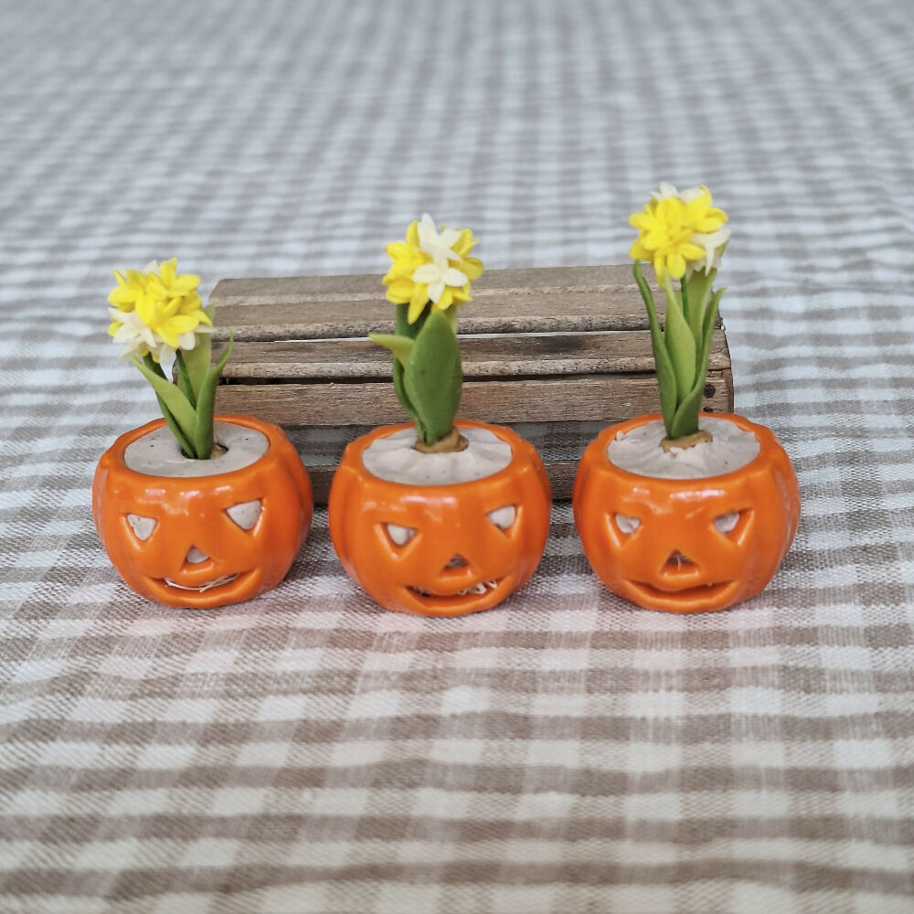 Planter with flowers/pot with Lid - JACK O'LANTERN