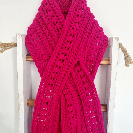 Crochet Keyhole Scarf | Adult | Fuchsia