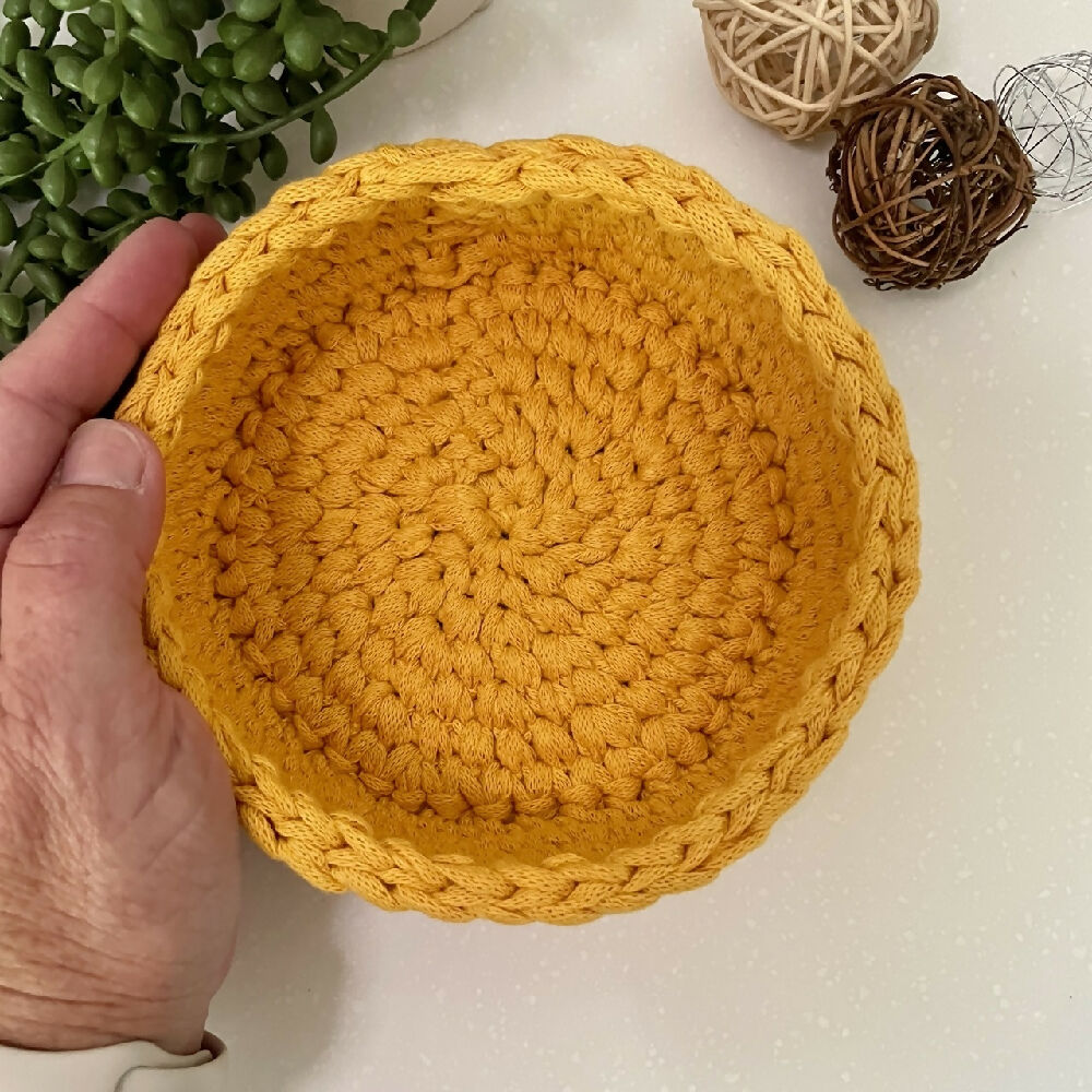 Crochet handmade basket | Home Decor | Mustard Small