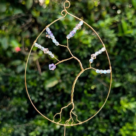 Delicate beaded suncatcher set | minimalist style | light violet glass beads