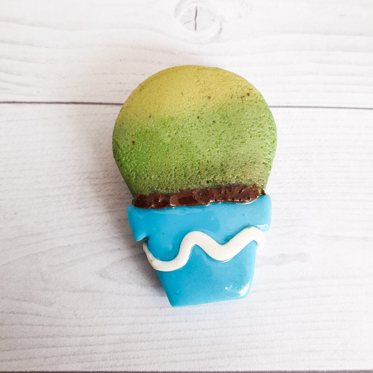 Novelty Cactus Brooch - Blue Pot