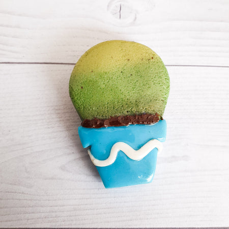 Novelty Cactus Brooch - Blue Pot