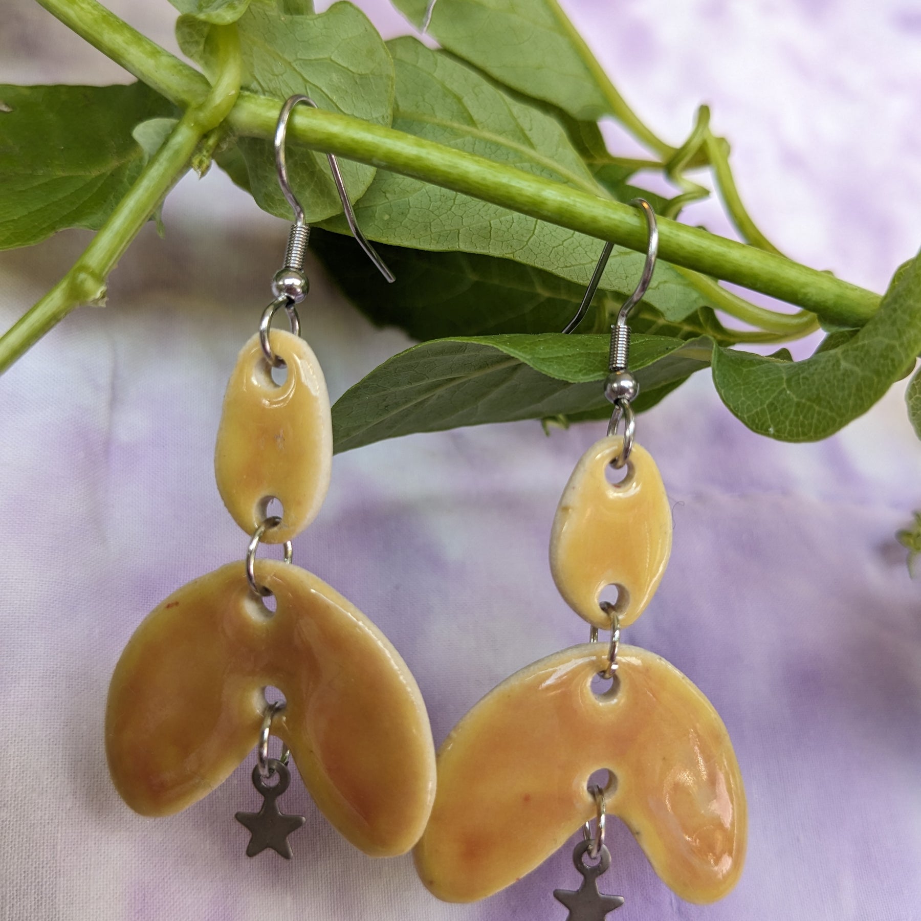 Yellow Star Ceramic Earrings