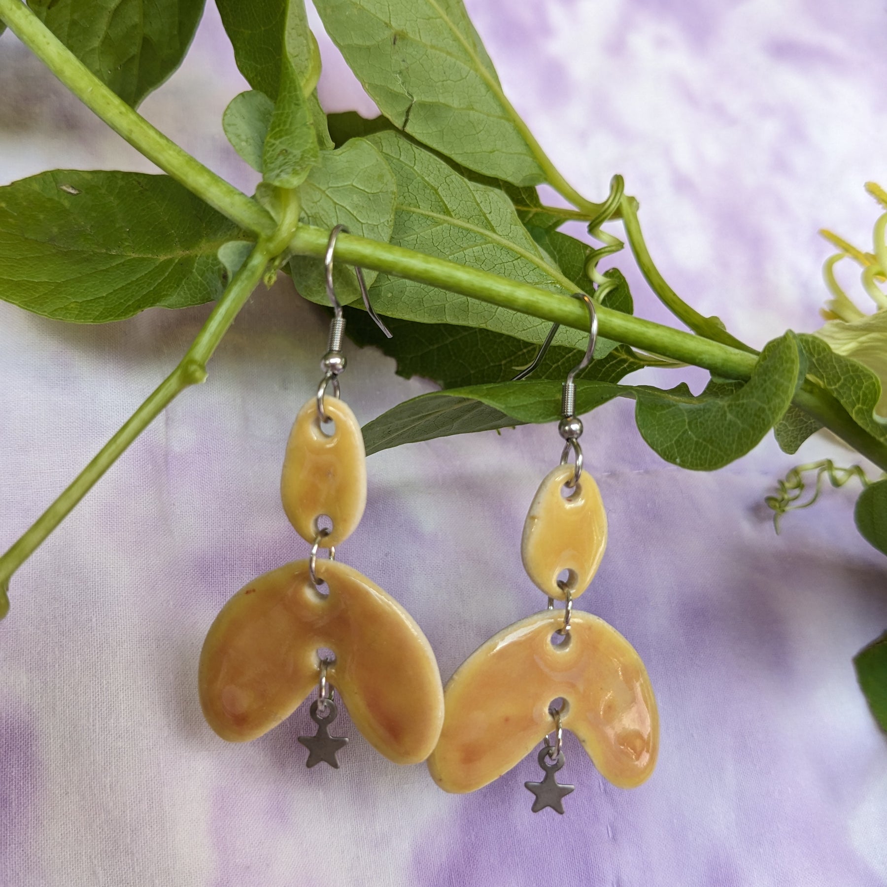 Yellow Star Ceramic Earrings