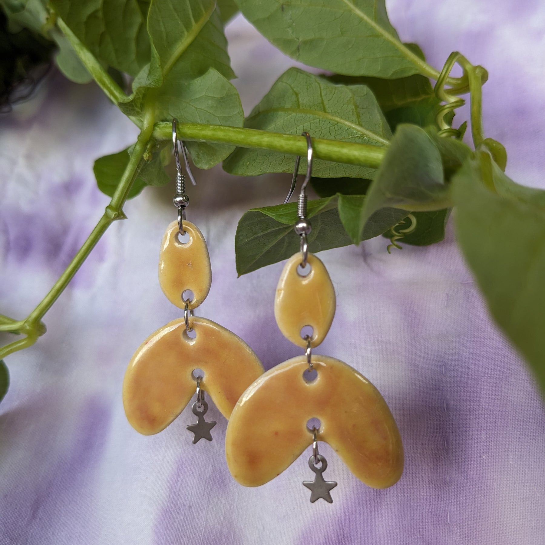 Yellow Star Ceramic Earrings