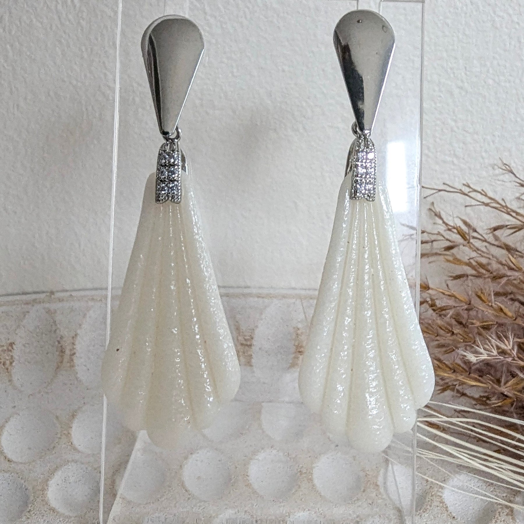 Warm White Drop Earrings. Free shipping