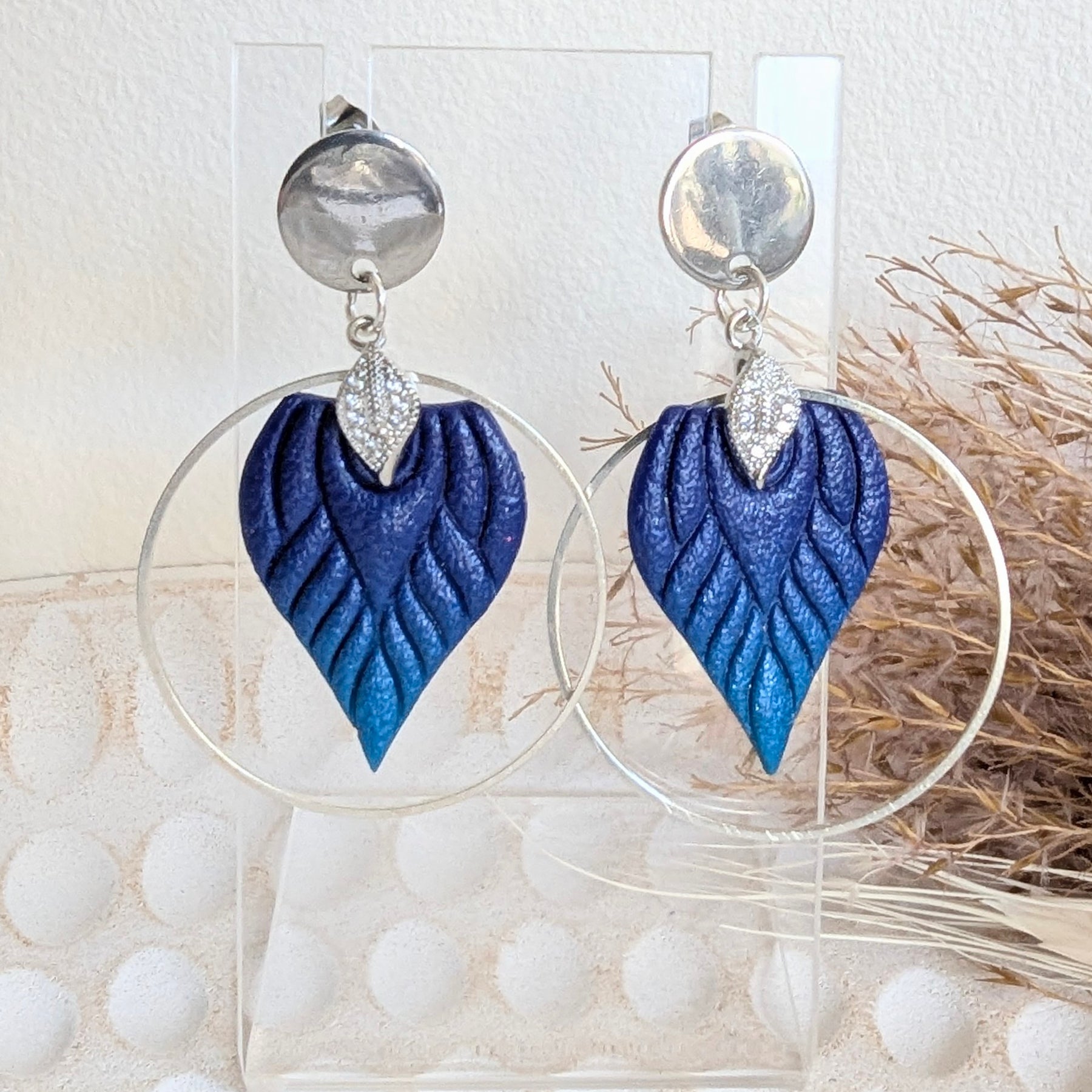 Navy and Turquoise Drop Earrings