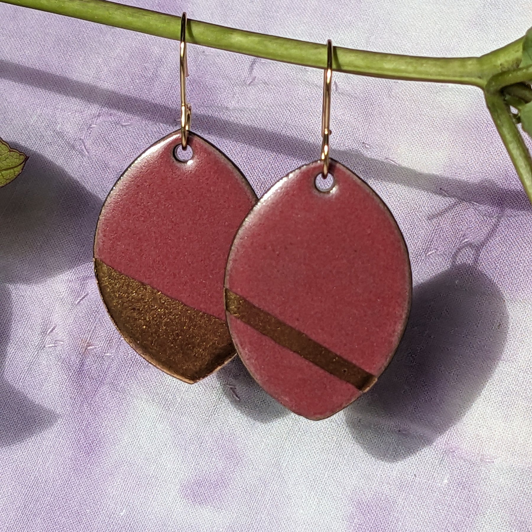 Raspberry Shine Ceramic Dangle Earrings, Pink, Gold