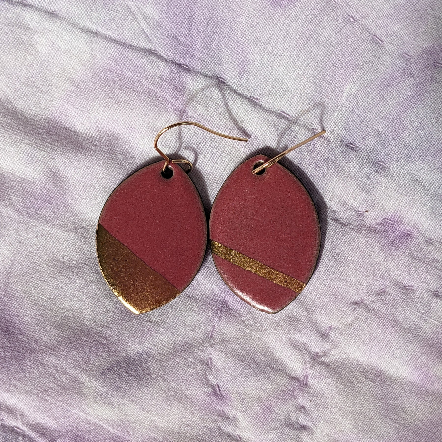 Raspberry Shine Ceramic Dangle Earrings, Pink, Gold