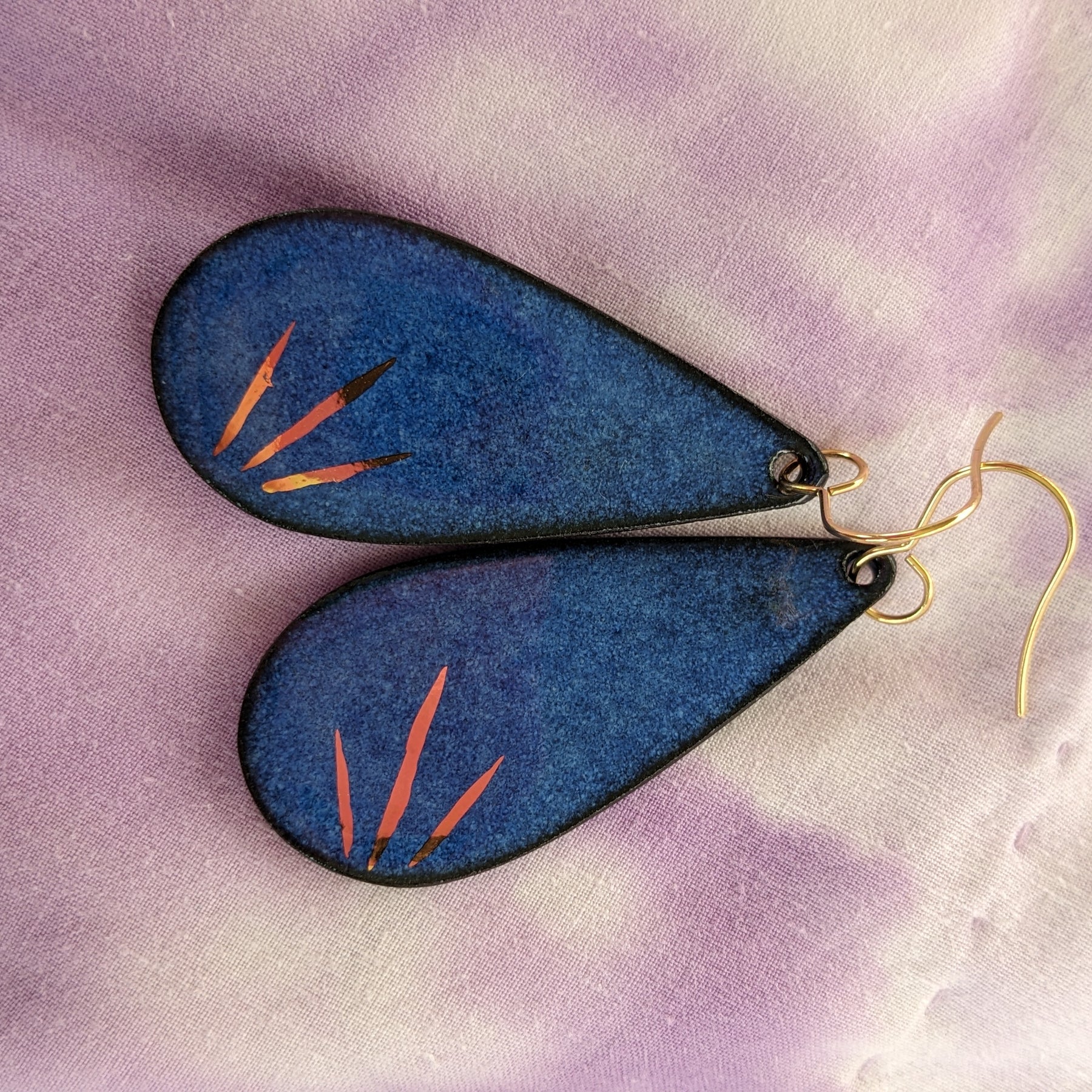 Lightweight Sapphire Burst Ceramic Drop Earrings, Blue, Gold