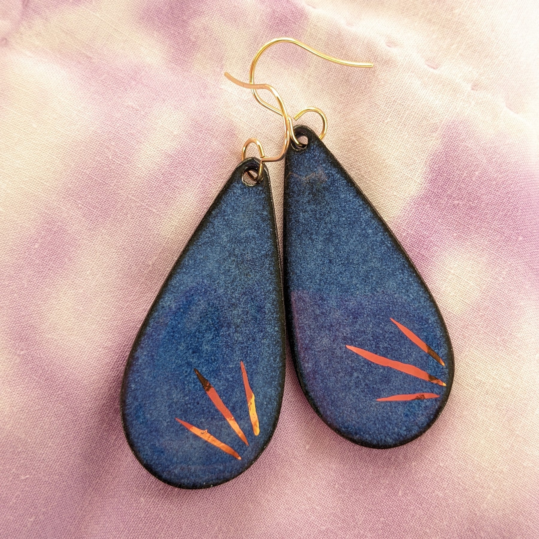 Lightweight Sapphire Burst Ceramic Drop Earrings, Blue, Gold