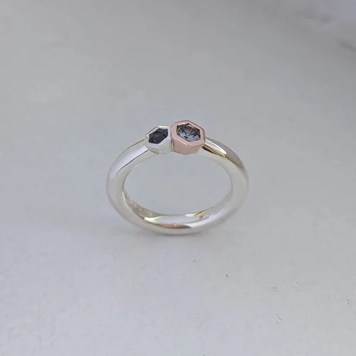 handmade duo hex spinel ring | engagement ring
