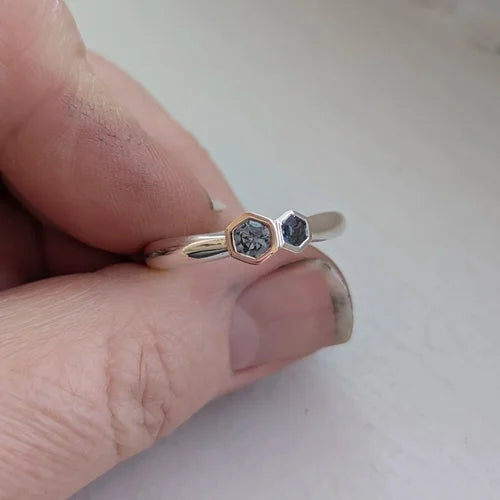 handmade duo hex spinel ring | engagement ring
