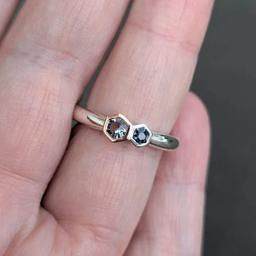 handmade duo hex spinel ring | engagement ring