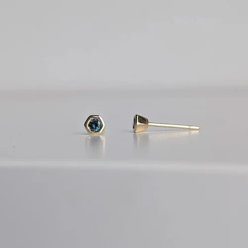 handmade 9ct yellow gold × hex studs