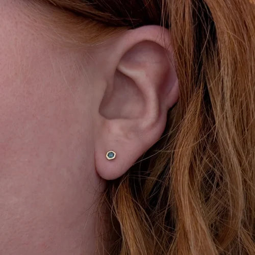 handmade 9ct yellow gold × hex studs