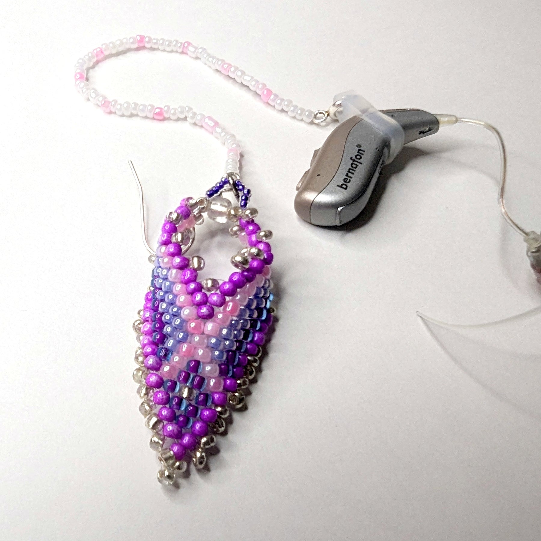 Beaded Hearing Aid Jewellery with Safety Link
