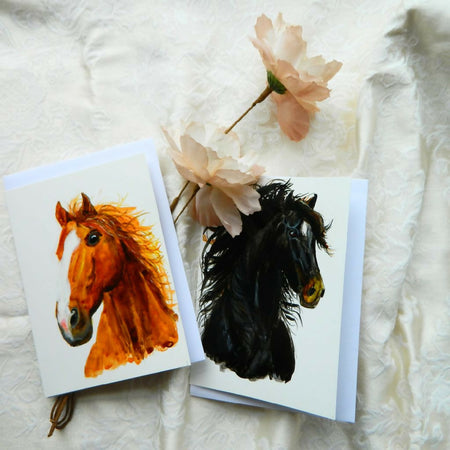 Handpainted unique horse greeting cards