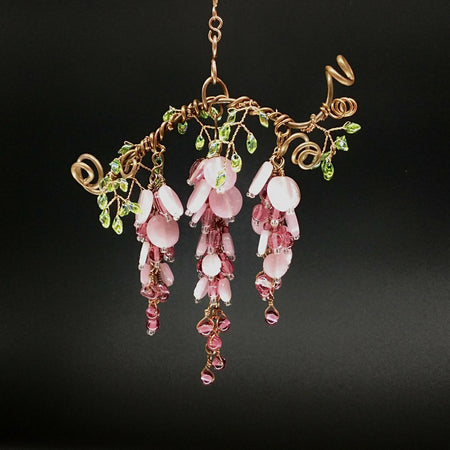 Wisteria Glass Beaded Suncatcher/Window-Decor in Pink or Blue.