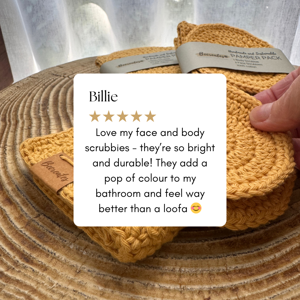 Handmade Pamper Pack Gift Set | Body & Face Scrubbie set | Mustard