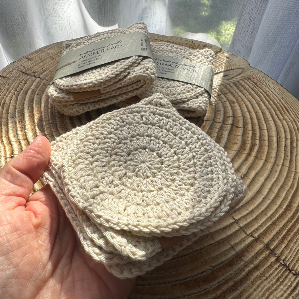 Handmade Pamper Pack | Eco-friendly Body & Face scrubbie set | Natural