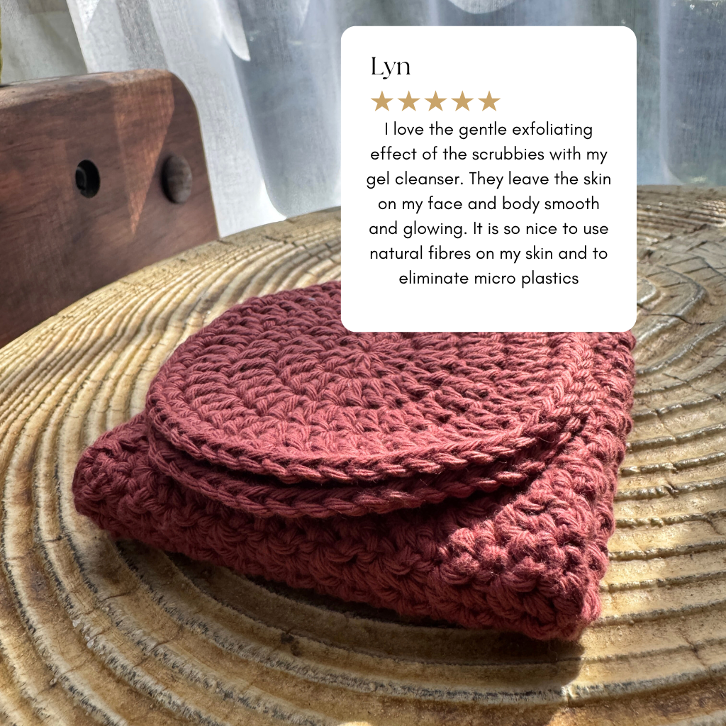 Handmade Pamper Pack | Crochet Body & Face Scrubbie set | Rust