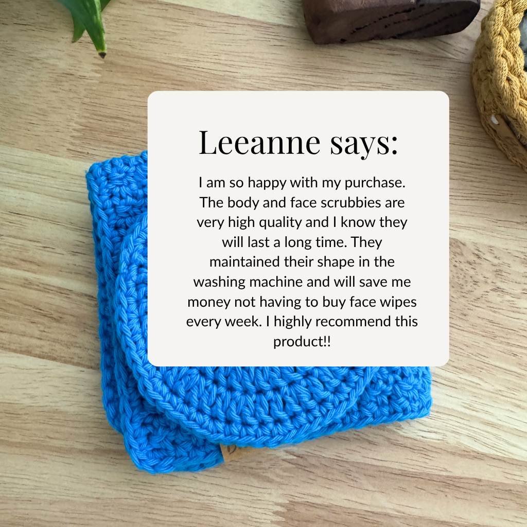 Pamper Pack - Handmade Crochet Body & Face scrubbie set - Vibrant Blue