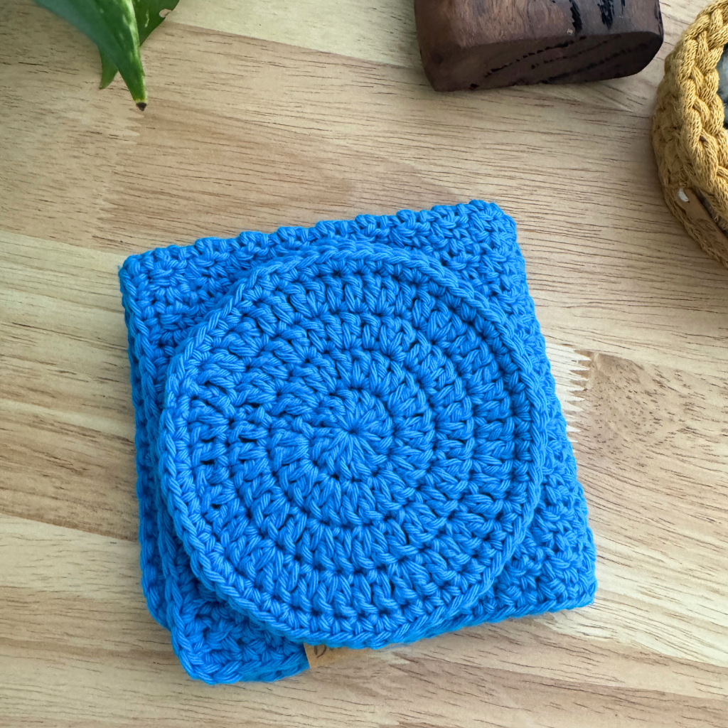 Pamper Pack - Handmade Crochet Body & Face scrubbie set - Vibrant Blue