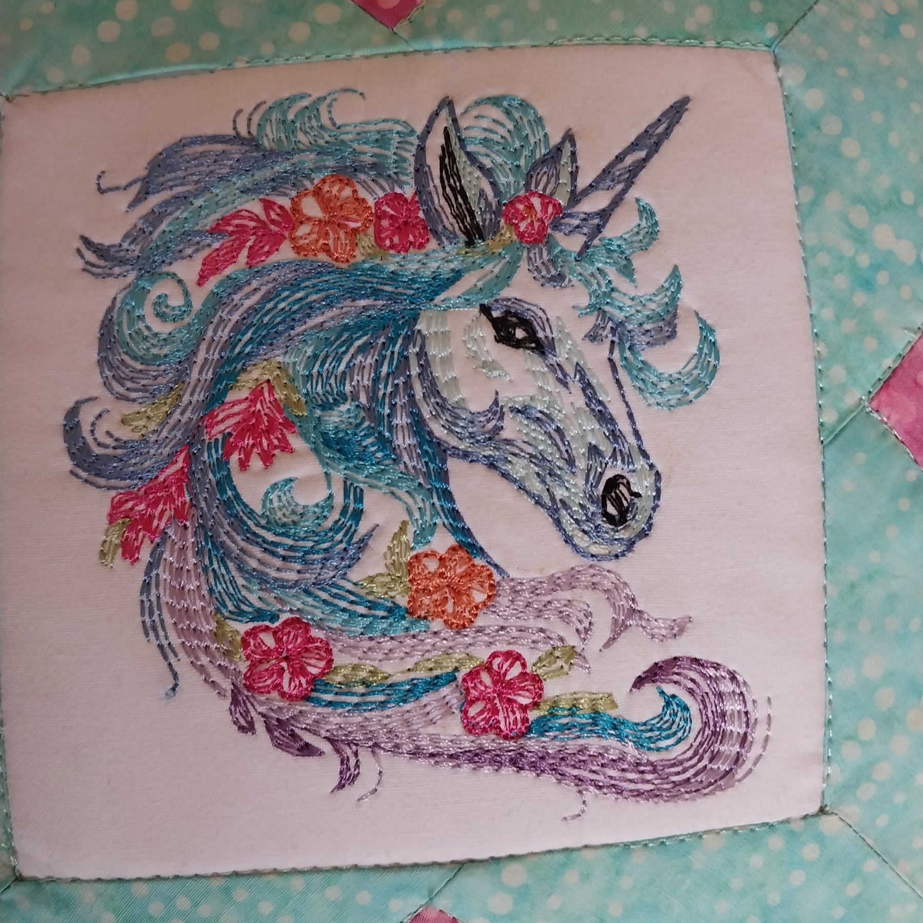 Unicorn Patchwork Cushion Cover
