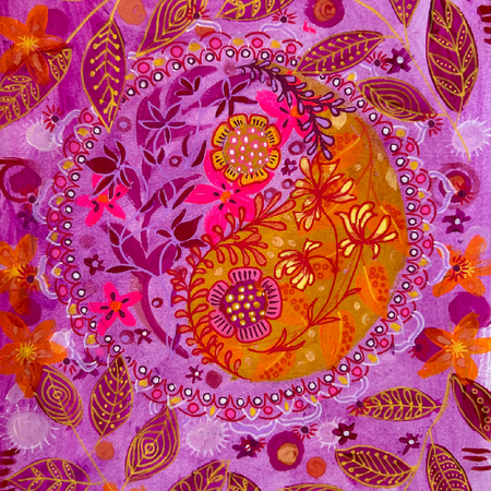 Hand Painted Original Art: Botanical Yin Yang Mandala