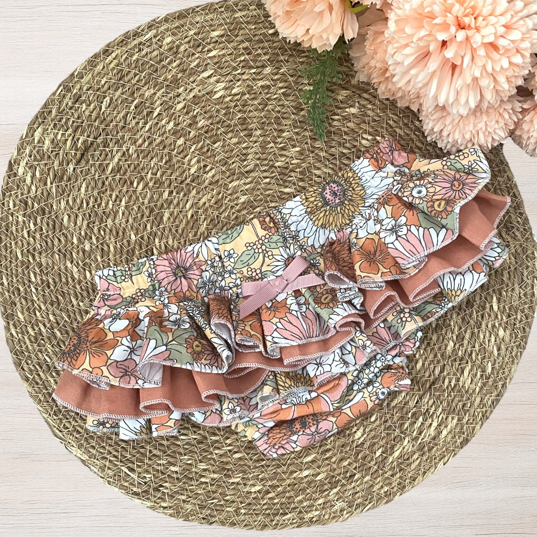 Ruffled Nappy Cover - Peachy Floral