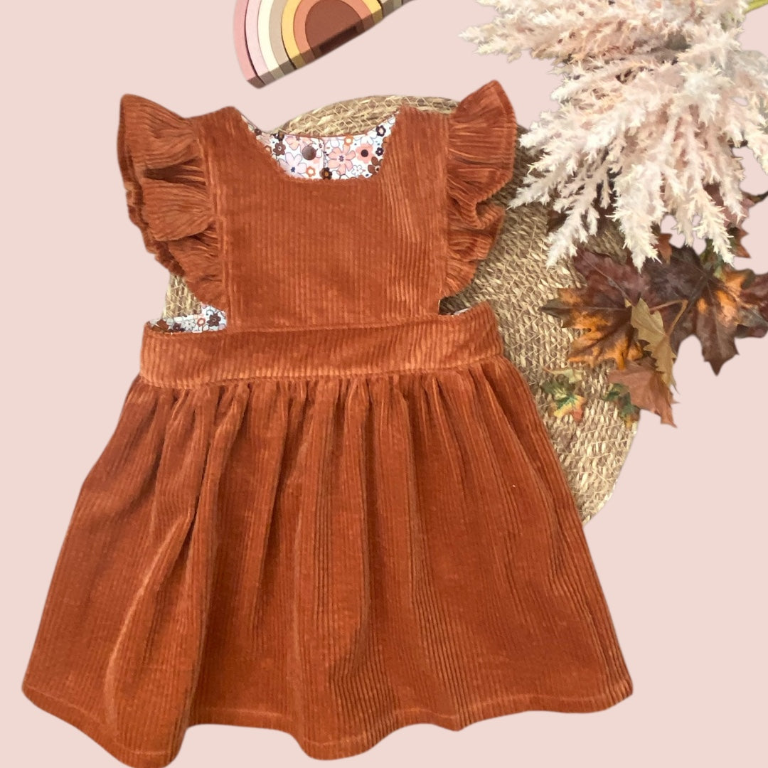 Pinafore Dress - Corduroy - Amber - Girls Dress