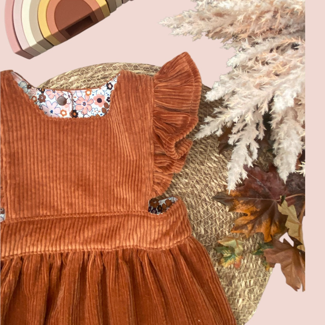 Pinafore Dress - Corduroy - Amber - Girls Dress