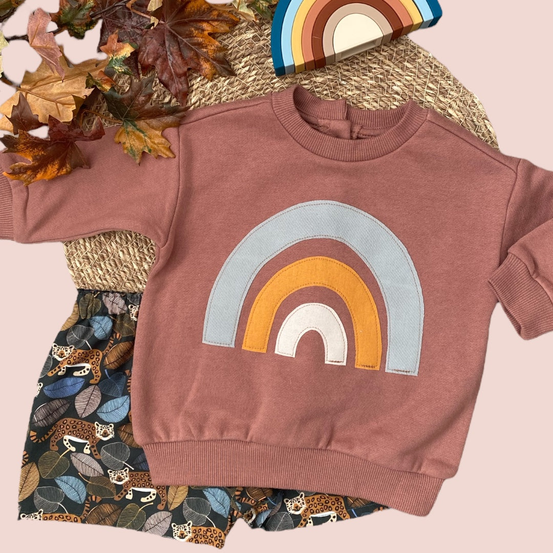 Sizes 00-2 - Appliqued Fleecy Jumper - Rainbow - Sage - Sweater