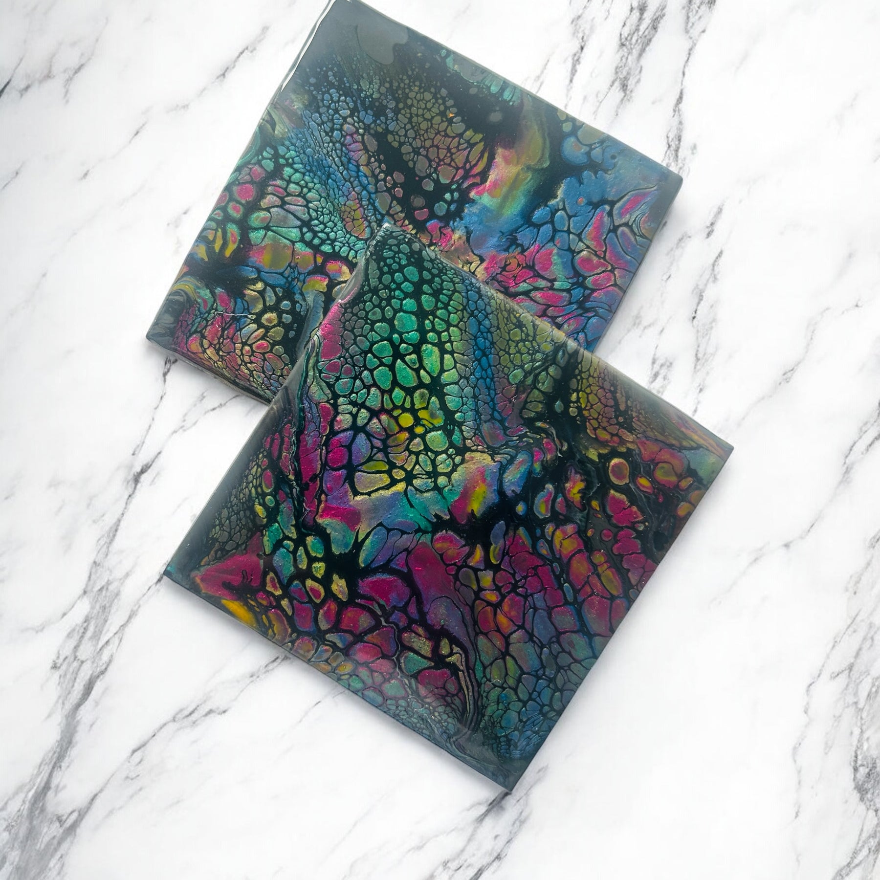 Fluid Art/Resin Drink(Set of 2) Black/Multi Coloured