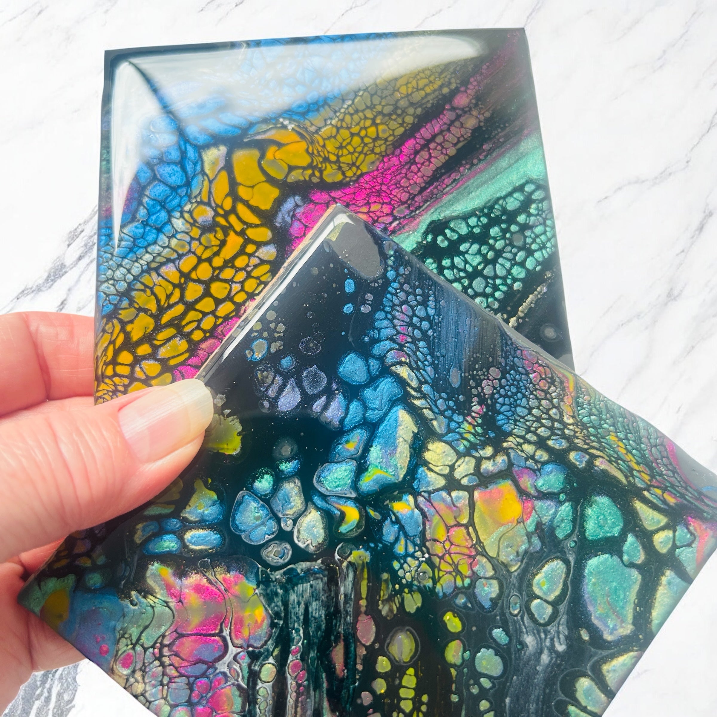 Fluid Art/Resin Drink(Set of 2) Black/Multi Coloured