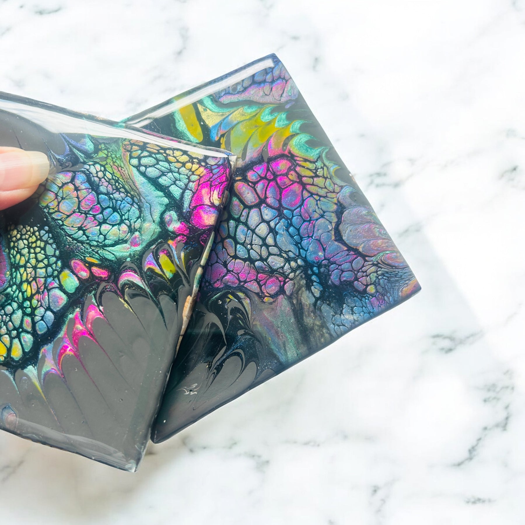 Fluid Art/Resin Drink(Set of 2) Black/Multi Coloured