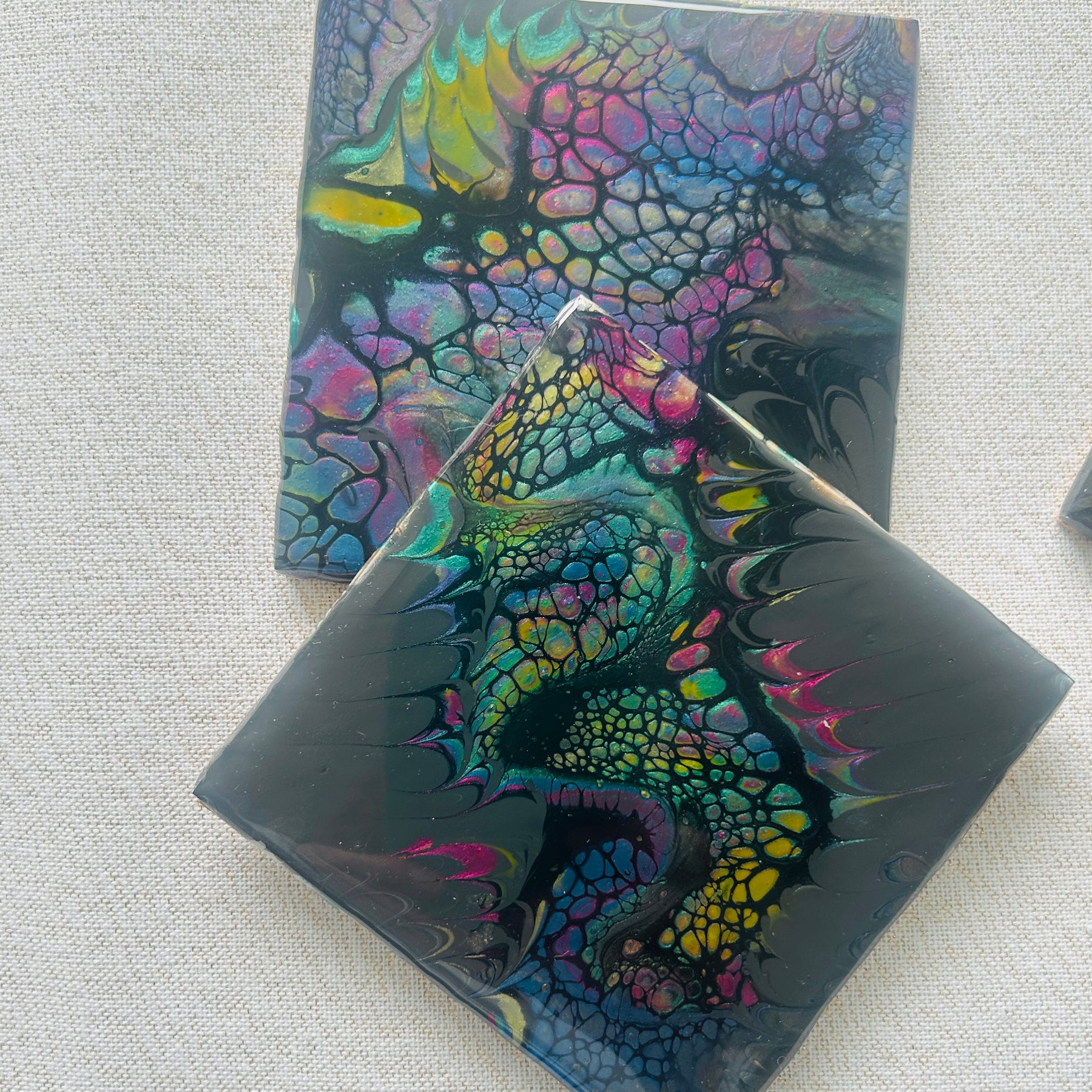 Fluid Art/Resin Drink(Set of 2) Black/Multi Coloured