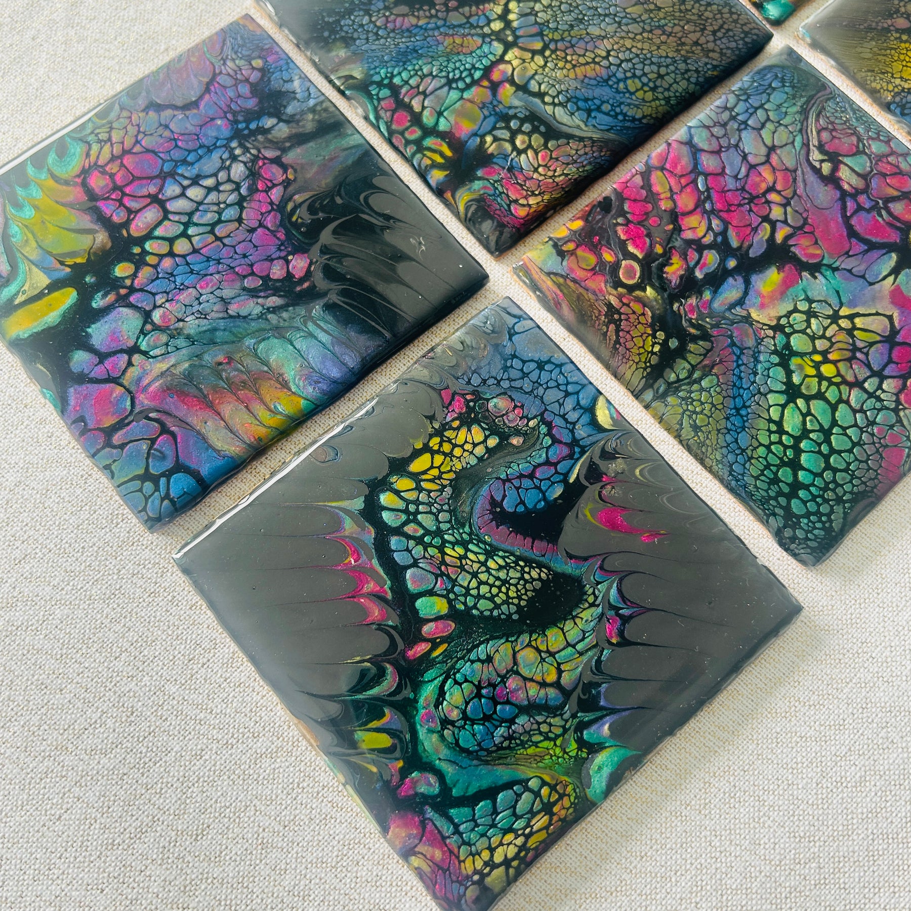 Fluid Art/Resin Drink(Set of 2) Black/Multi Coloured