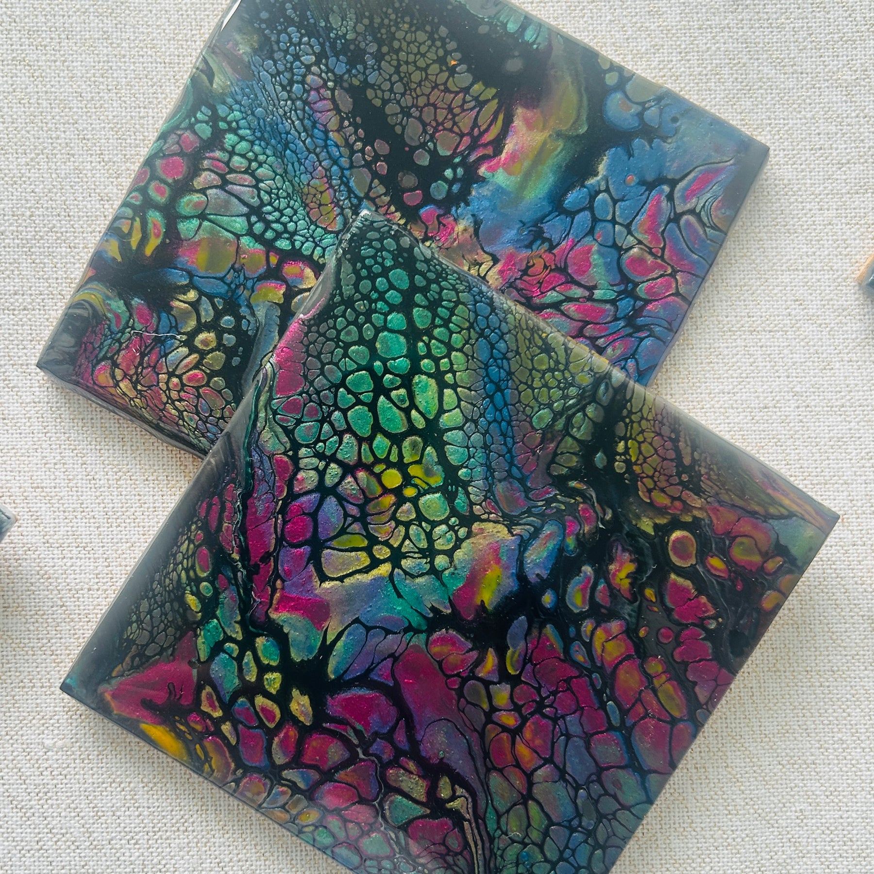 Fluid Art/Resin Drink(Set of 2) Black/Multi Coloured