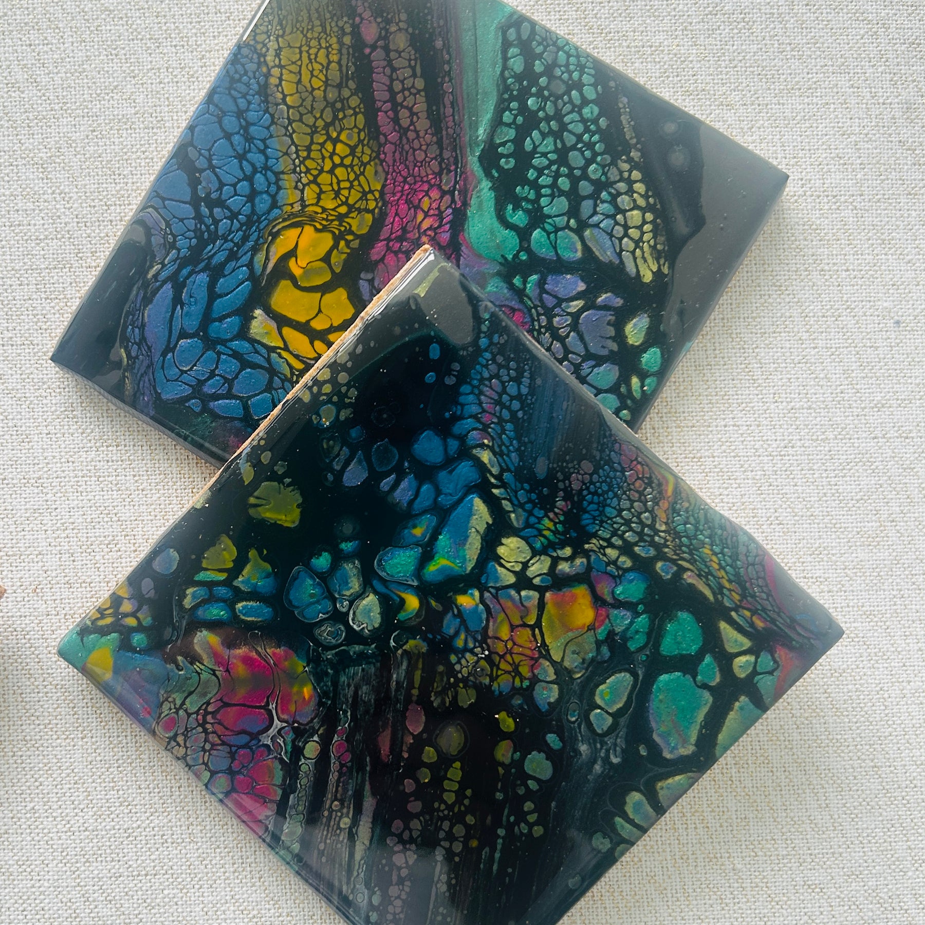 Fluid Art/Resin Drink(Set of 2) Black/Multi Coloured
