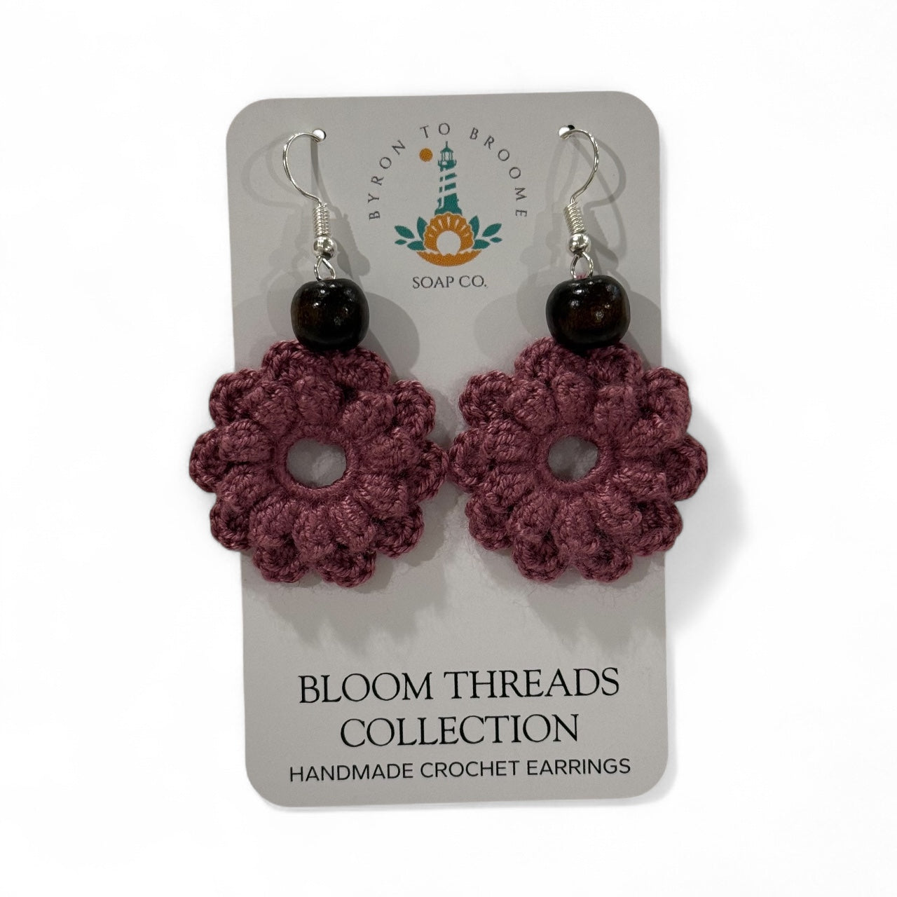 Crochet Earrings - Bloom Threads: Vintage Mauve