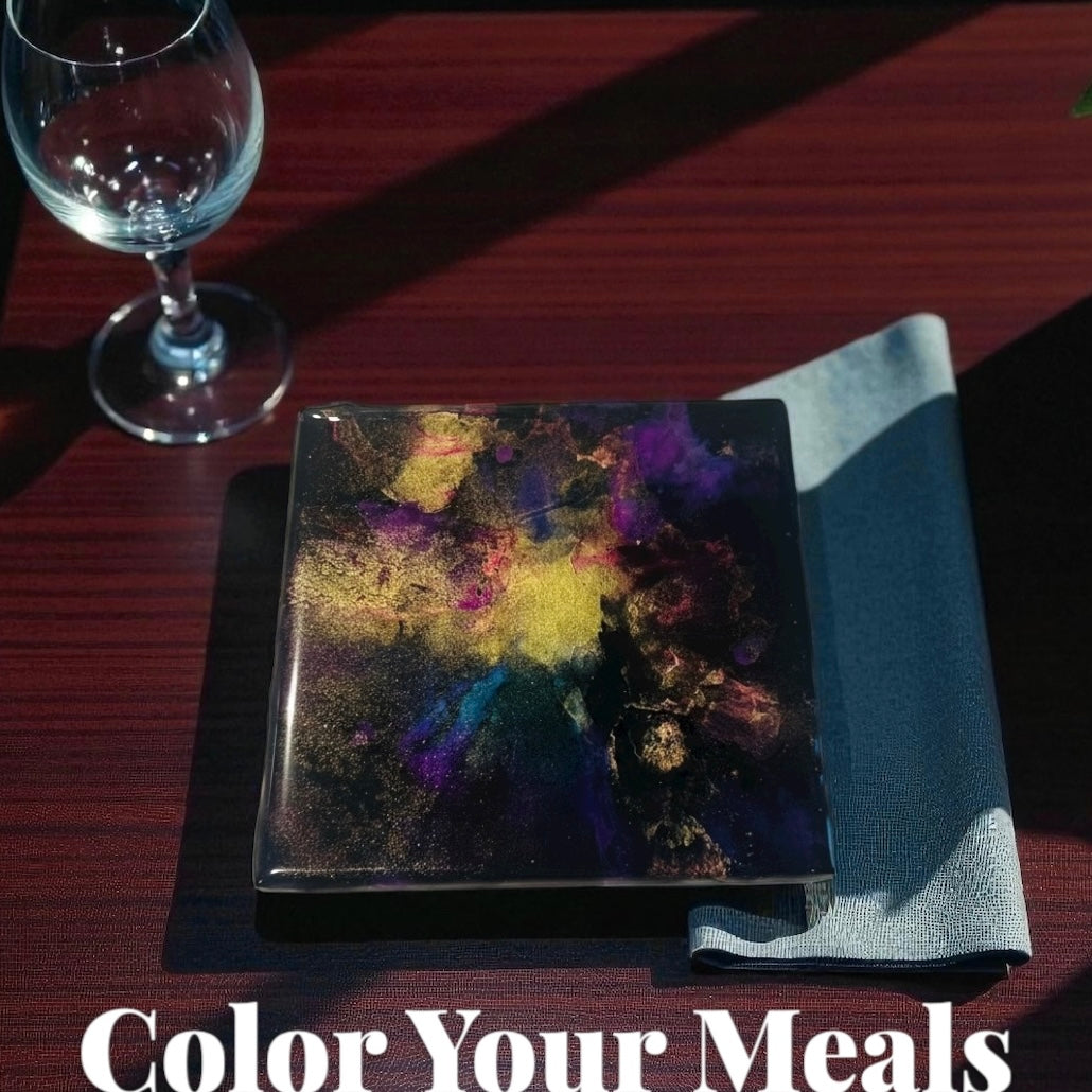 Resin/Alcohol Ink Drink Coasters - (Set of 2) Brown/Teal/Mixed