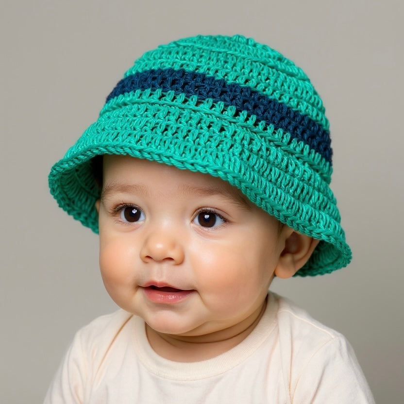 Emerald Green Crochet Baby Hat – 6-12 Months, Handmade & Breathable