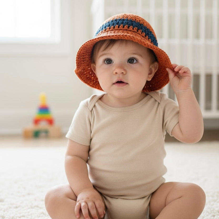 Adorable Handmade Crochet Hat in Earthy Terracotta 6-12 months