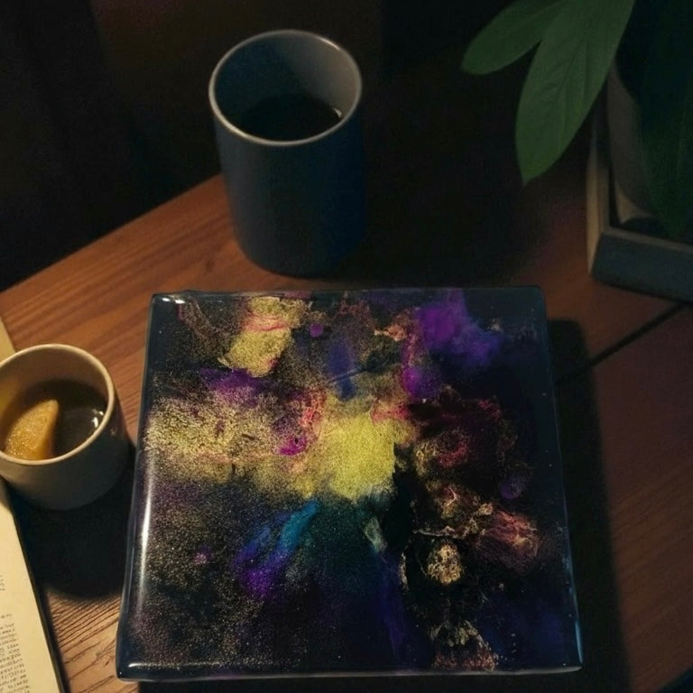 Resin/Alcohol Ink Drink Coasters Galaxy (Set of 2)