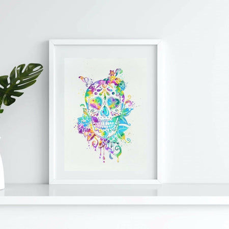 Original Watercolour Artwork - Watercolour Skull in Metallic Hues