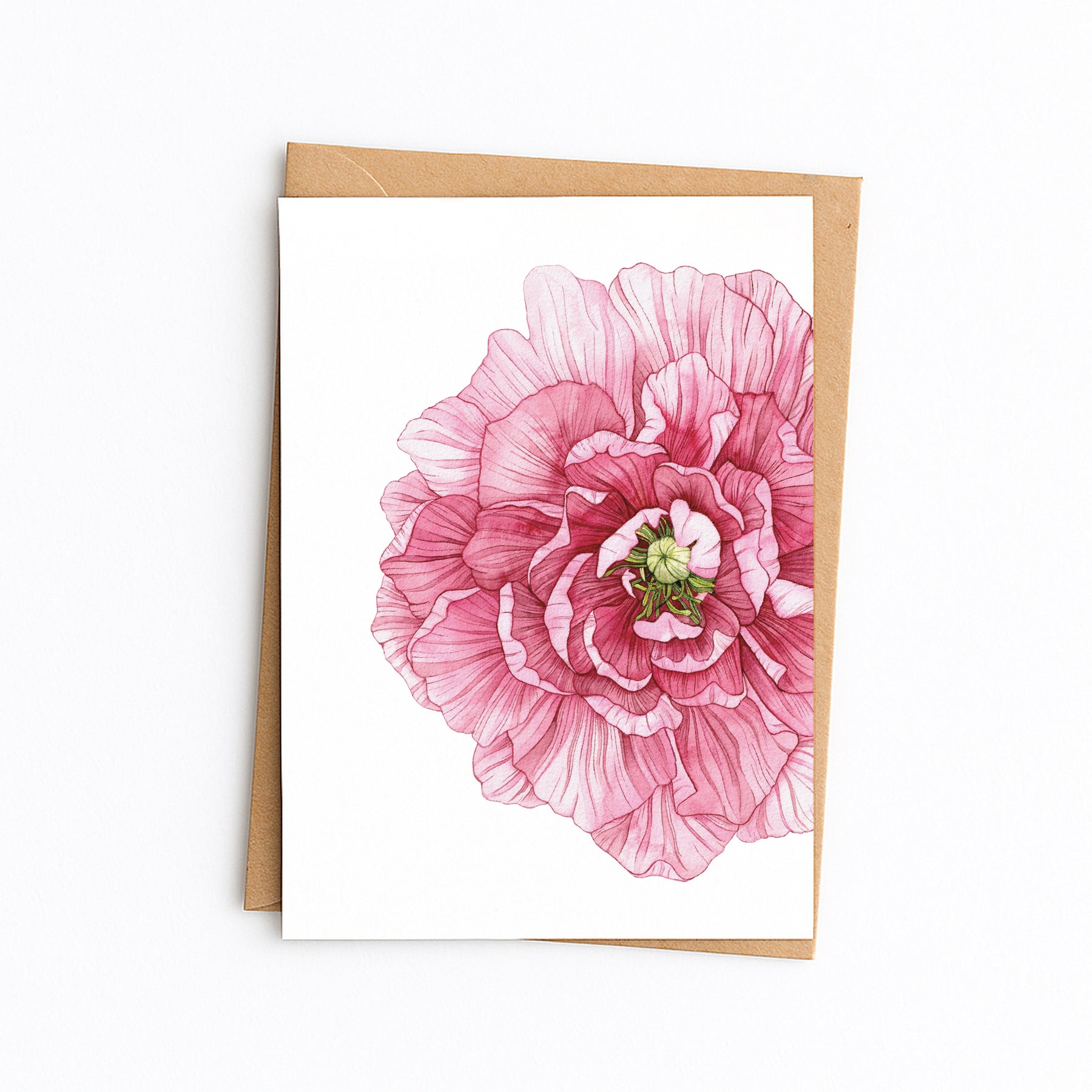 Pink Peony Greetings Card