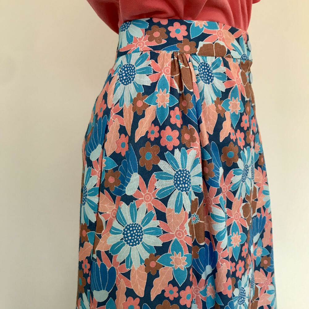 Ashlee Skirt - Coral and Cobalt floral